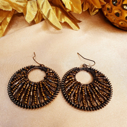 Brown Statement Earrings - Emberil