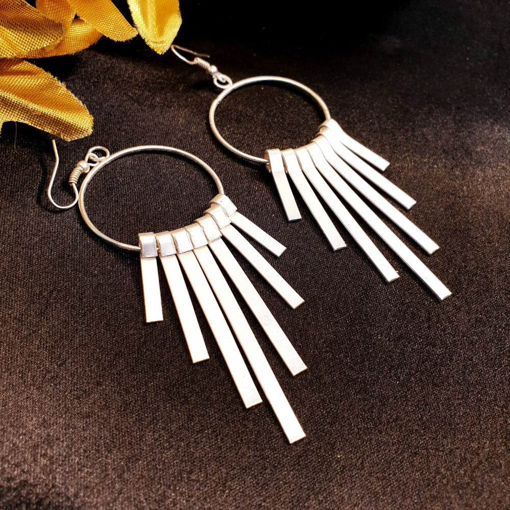 Silver Long Bars Earrings - Emberil