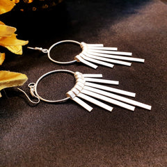 Silver Long Bars Earrings - Emberil