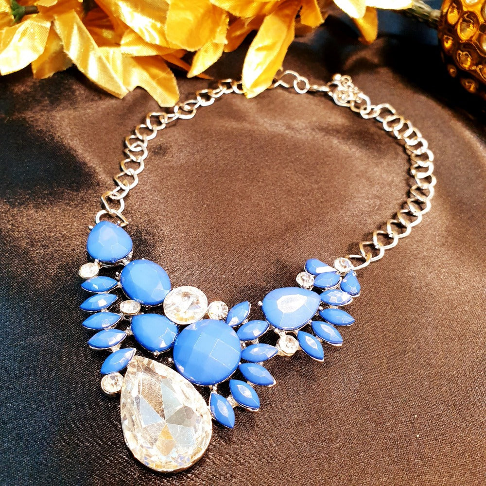 Blue Crystal Zircon Necklace - Emberil