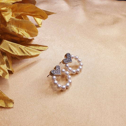 Pearl Heart S925 Earrings