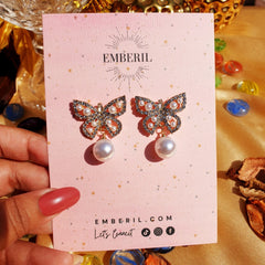 Butterfly Pearl Studs - Emberil