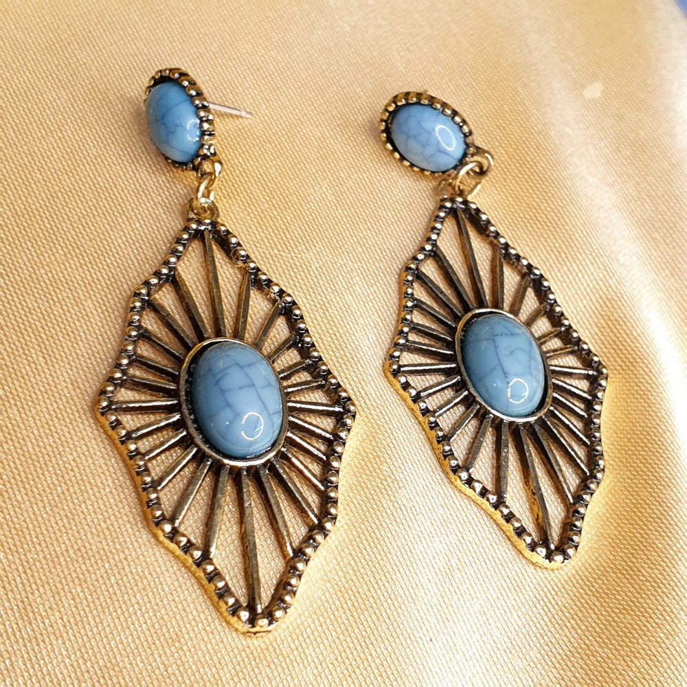 Vintage Blue Oxidized Earrings - Emberil