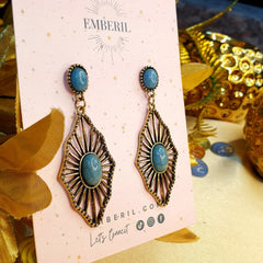 Vintage Blue Oxidized Earrings - Emberil