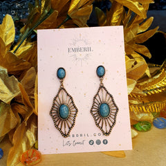 Vintage Blue Oxidized Earrings - Emberil