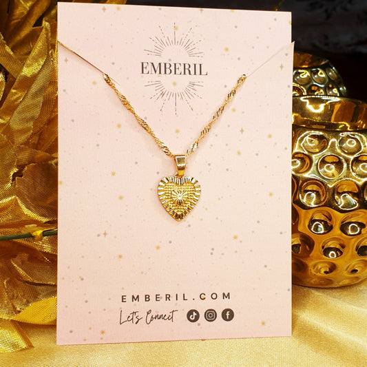 Cute Golden Heart Necklace - Emberil