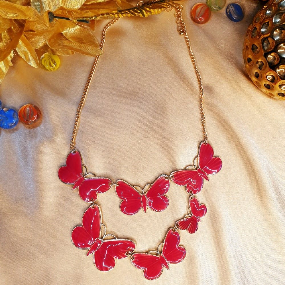 Red Butterflies Necklace - Emberil