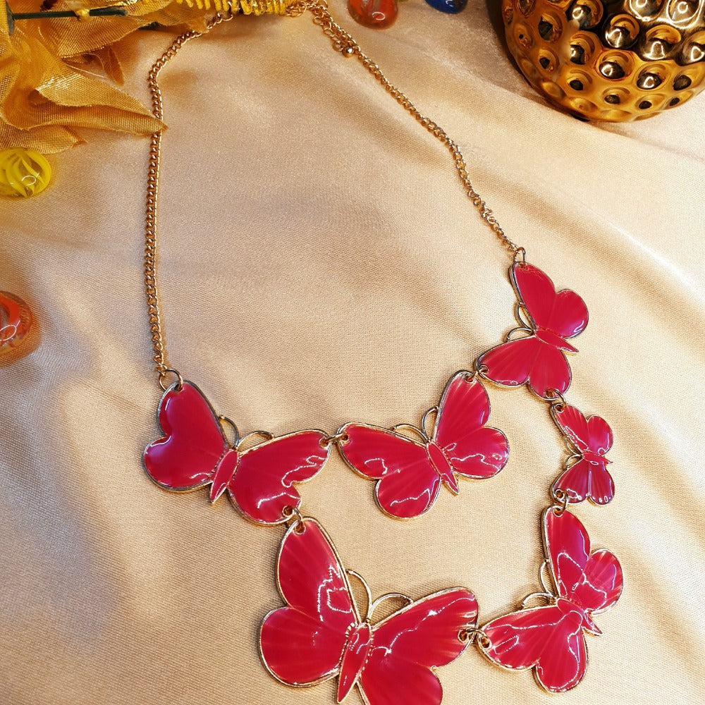 Red Butterflies Necklace - Emberil