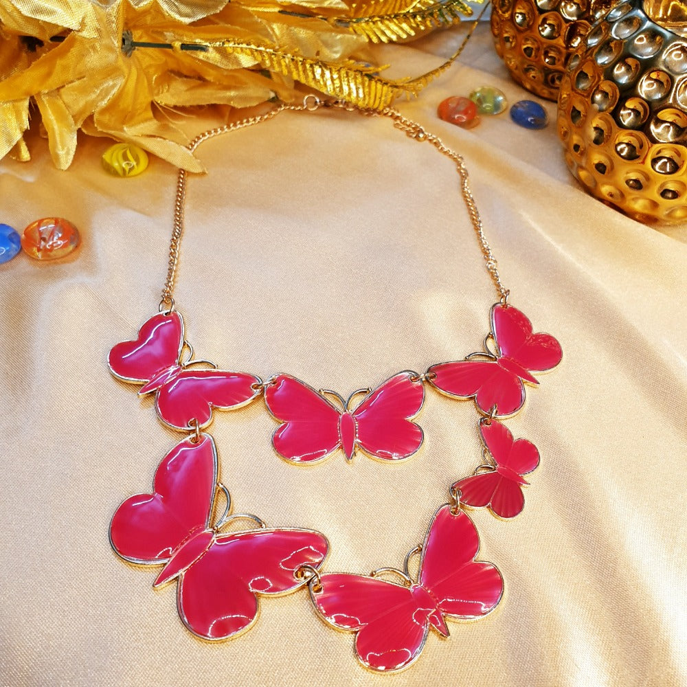 Red Butterflies Necklace - Emberil