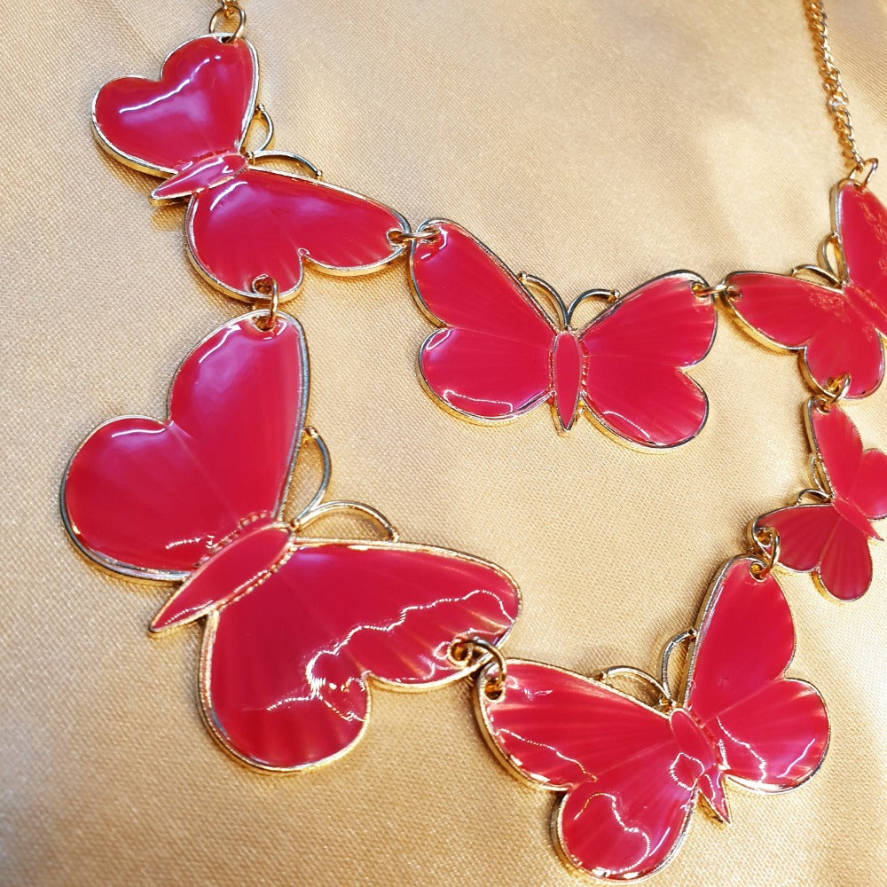 Red Butterflies Necklace - Emberil