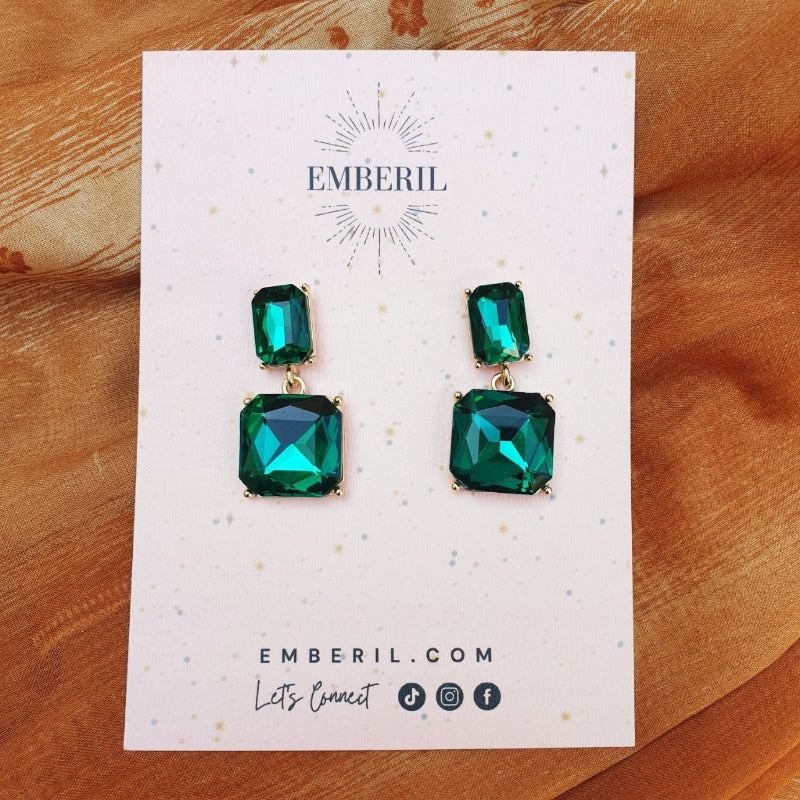 Gemstone Decor Drop Earrings - Emberil