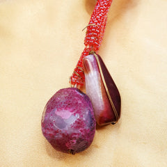 Purple Stone Rope Tied Necklace - Emberil