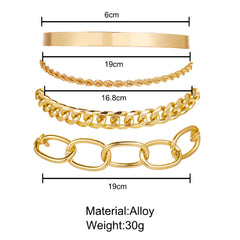 4 Pcs Cuban Chain Open Bracelets Set - Emberil