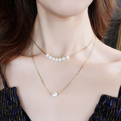 Double Layer Imitation Pearl Necklace - Emberil