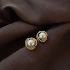 Spiral Pearl Stud Earrings S925 - Emberil