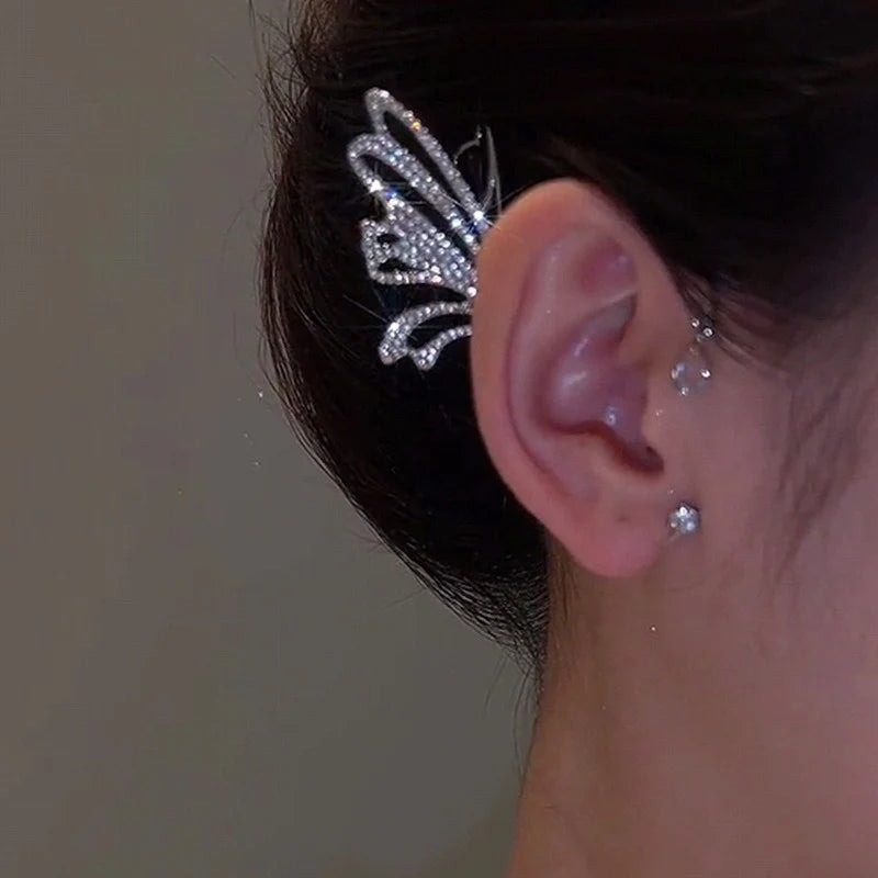 Fairy Butterfly Luxury Silver Ear Cuffs (Pair) - Emberil