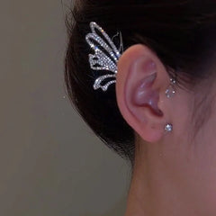 Fairy Butterfly Luxury Silver Ear Cuffs (Pair) - Emberil