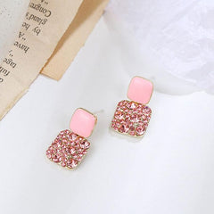 Shein- Rhinestone Decor Square Drop Earrings - S925 - Emberil