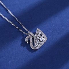 White Crystal Swan Necklace - Emberil