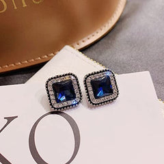 Blue Desire Crystal Stud Earrings - S925 - Emberil