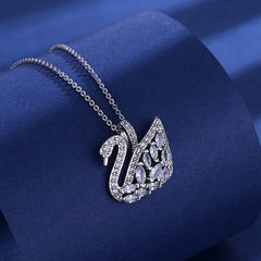 White Crystal Swan Necklace - Emberil