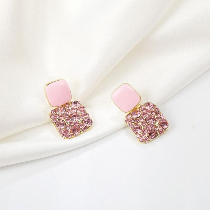 Shein- Rhinestone Decor Square Drop Earrings - S925 - Emberil