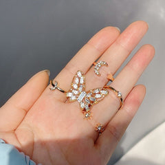 Butterfly Statement Ring Set - 5 Pcs - Emberil