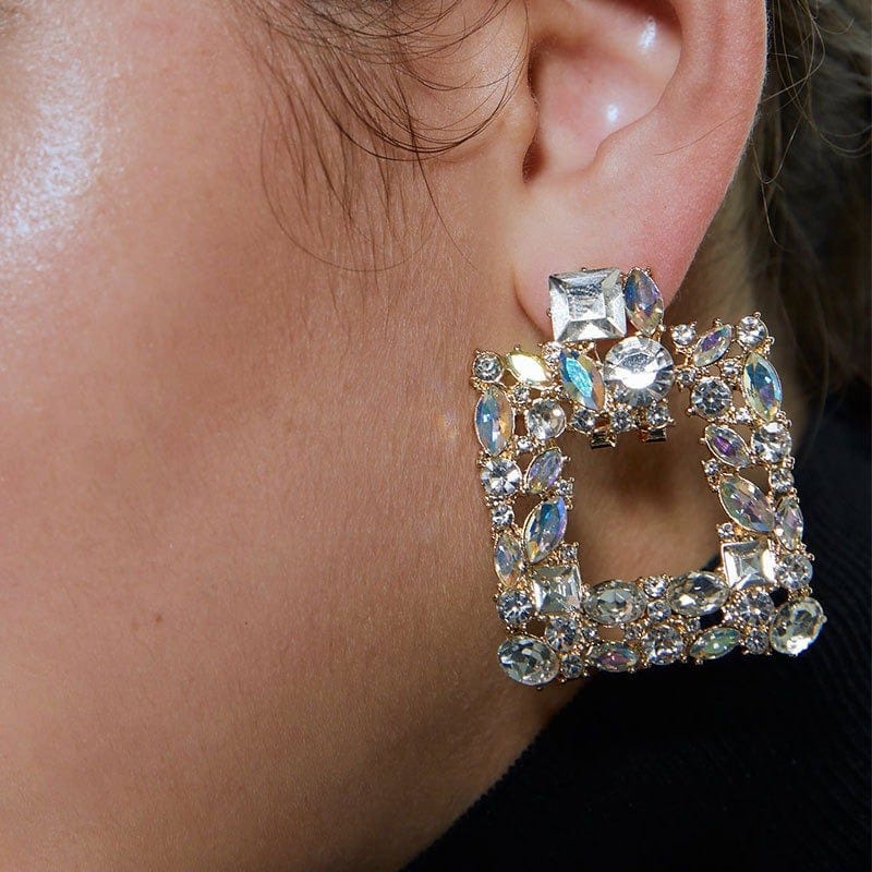 Luxury Crystal Square Statement Earrings - Emberil