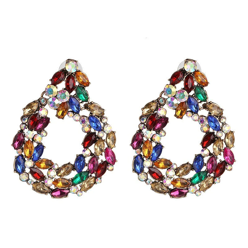 Luxury Crystal Round Statement Drop Earrings - Emberil