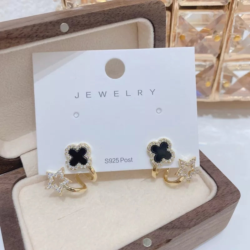 Clover Star Stud Earrings - S925 - Emberil