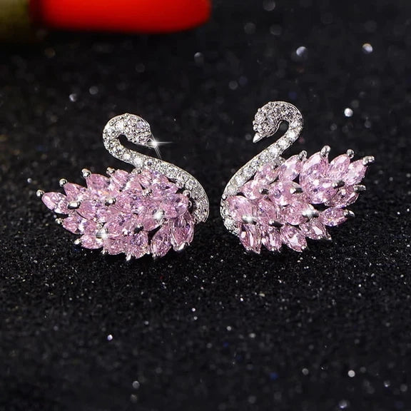 Luxury Crystal Swan Song Earrings S925 - Emberil