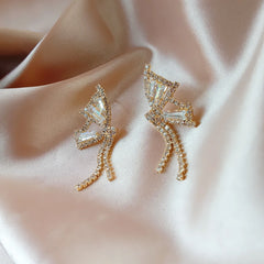 Crystal Zircon Butterfly Earrings - S925 - Emberil