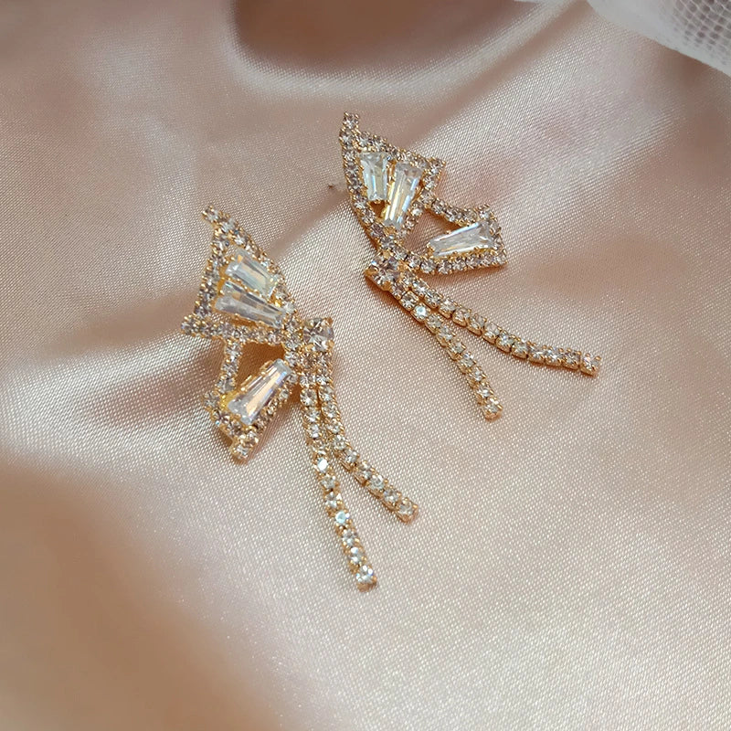 Crystal Zircon Butterfly Earrings - S925 - Emberil