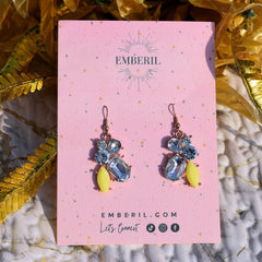 Elegant Yellow Stone Crystal Eardrop Earrings - Emberil