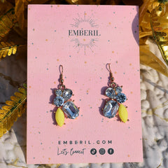 Elegant Yellow Stone Crystal Eardrop Earrings - Emberil