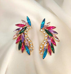 Shining Rhinestone Wings Stud Earrings