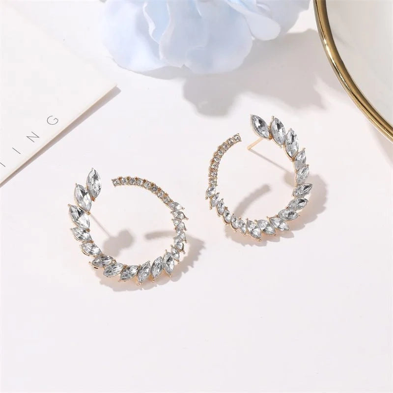 Crystal Spiral Stud Earrings - Emberil