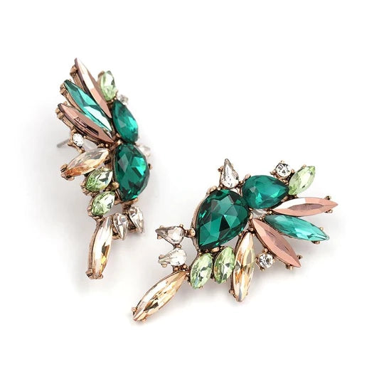 Emerald Green Crystal Luxury Stud Earrings - Emberil