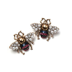 Luxury Bumble Bee Crystal Statement Earrings S925 - Emberil