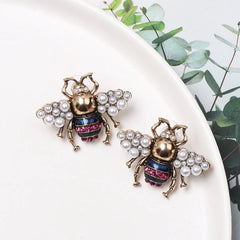 Luxury Bumble Bee Crystal Statement Earrings S925 - Emberil