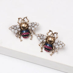 Luxury Bumble Bee Crystal Statement Earrings S925 - Emberil