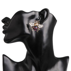 Luxury Bumble Bee Crystal Statement Earrings S925 - Emberil