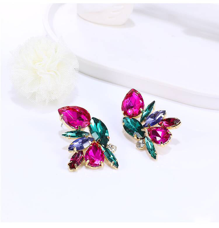 Multi Crystal Stud Earrings - Emberil