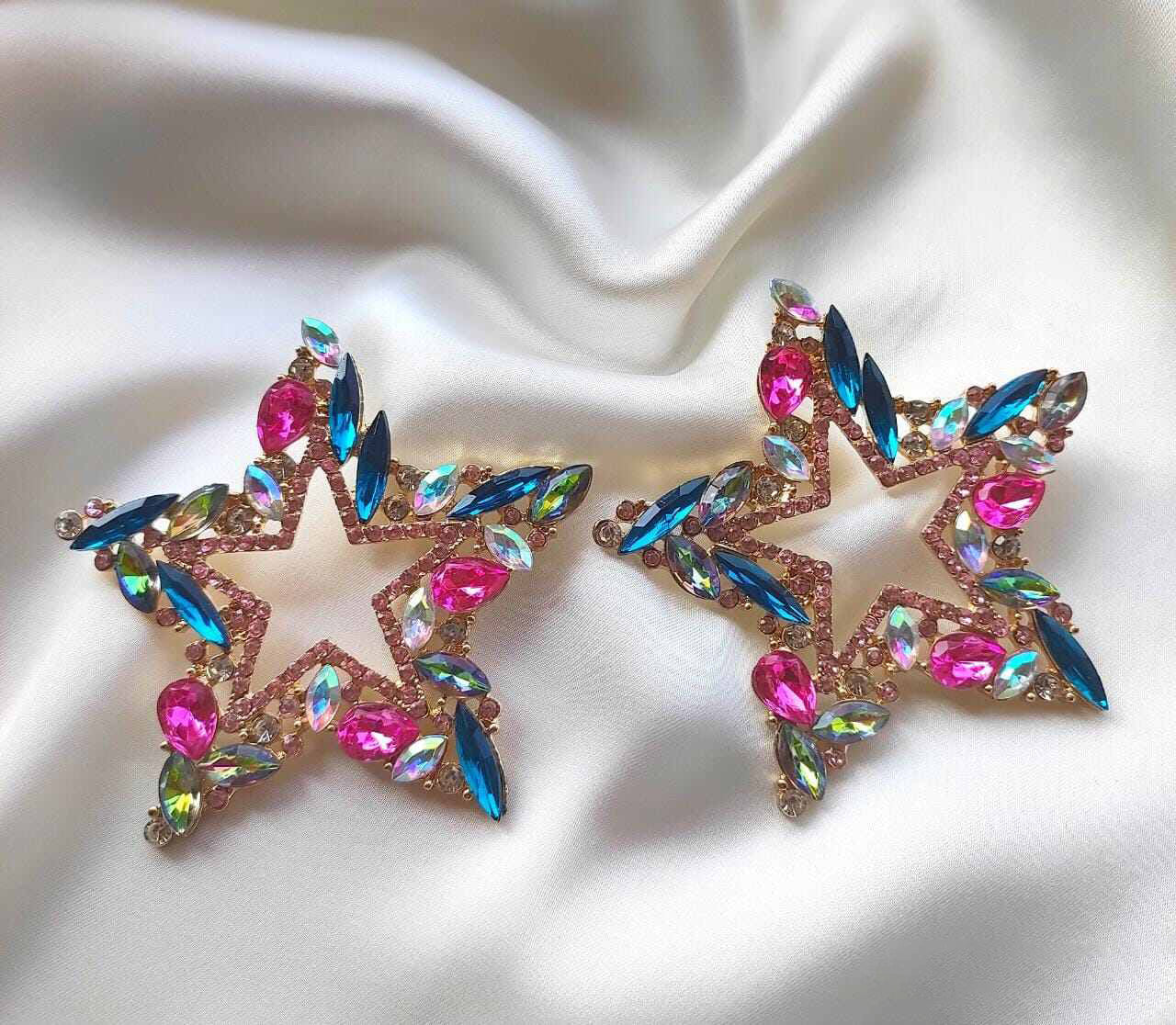 Luxury Star Girl Multi Crystal Drop Earrings S925 - Emberil