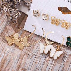 6 Pieces Acrylic Butterfly Heart Stud Pack - Emberil