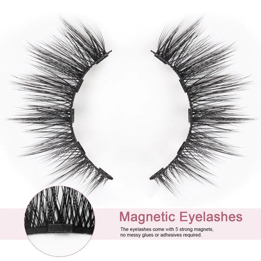 Magnetic Eyelashes 5 Pairs, Magnetic Eyelashes with Eyeliner Kit Easy to Wear, Comfortable ＆ Reusable False Lashes From Natural to Gorgeous Styles No Glue Needed - Emberil Pakistan