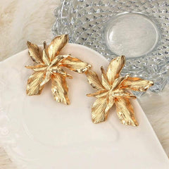 Elegant Floral Petal Statement Earrings - Emberil