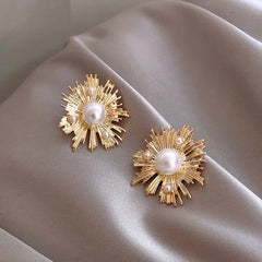 Golden Sparkle Bloom Stud Earrings - Emberil