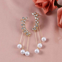 Crystal Pearl Dangle Earrings - S925 - Emberil