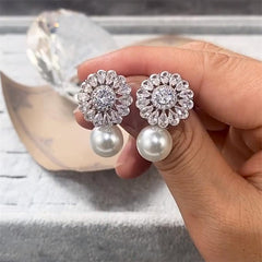 Crystal Blossom Tops Earrings - S925 - Emberil